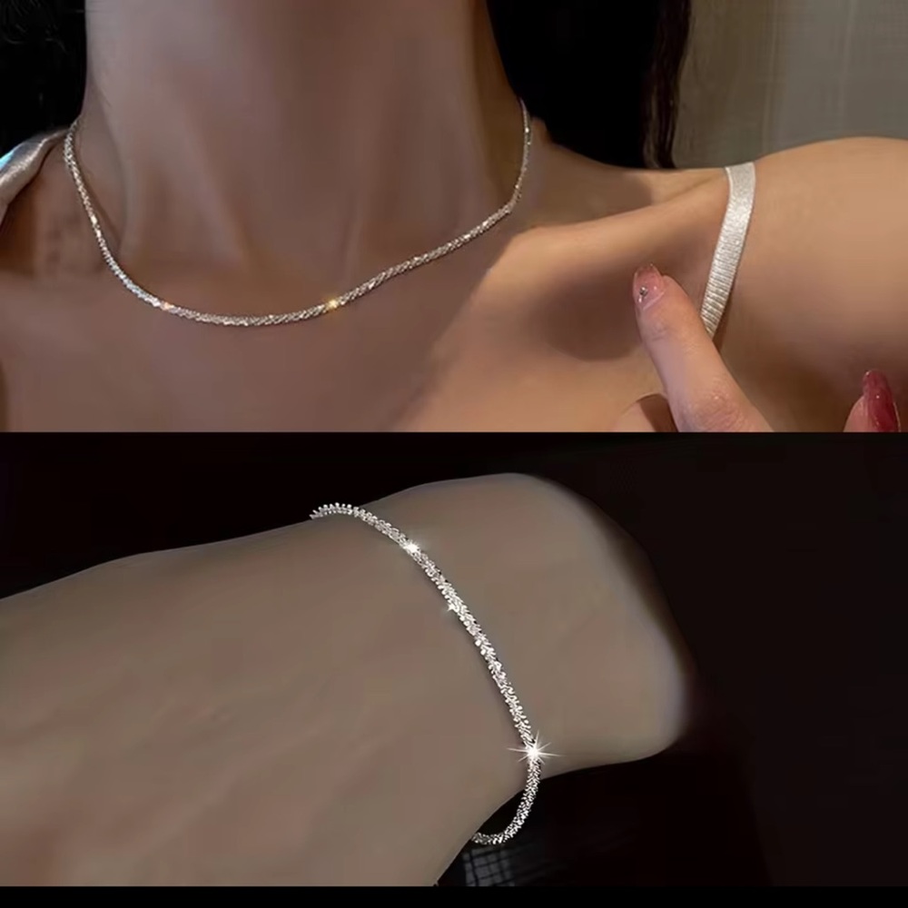 Elegant Silver Necklace and Bracelet Set